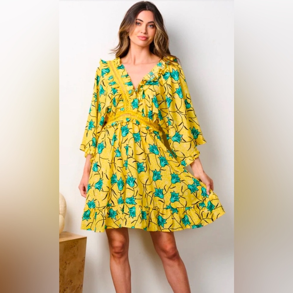 Reveuse brandYellow and teal floral dress